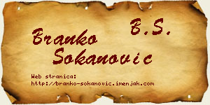 Branko Sokanović vizit kartica
